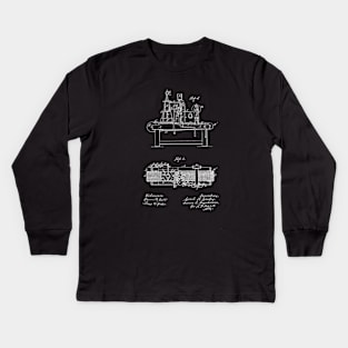 Cider and Wine Press Vintage Patent Drawing Kids Long Sleeve T-Shirt